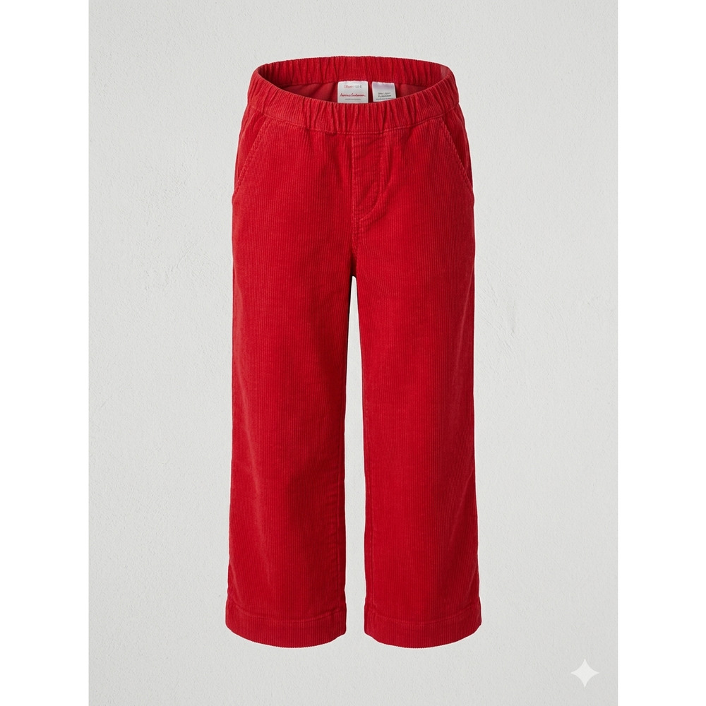 Hanna‎ Andersson Red Corduroy Elastic Waist Pull On Straight Leg Pants Size 8